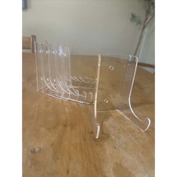 Acrylic Plate/display Stands 4in Tall with Holes For Wall Mount Set Of 6 - Picture 1 of 4